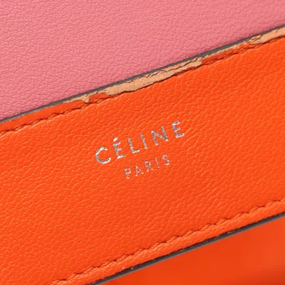 Pre-owned Celine Orange Pink Leather Wallet (tri-fold) () In Multi