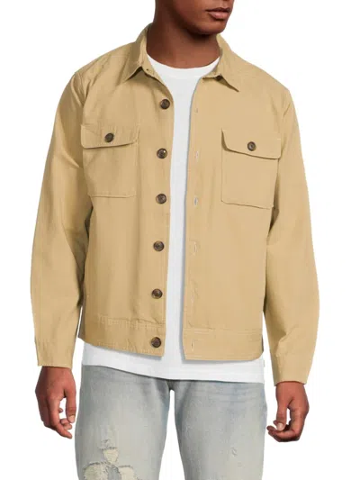 Scotch And Soda Men's Spread Collar Canvas Trucker Jacket In Brown