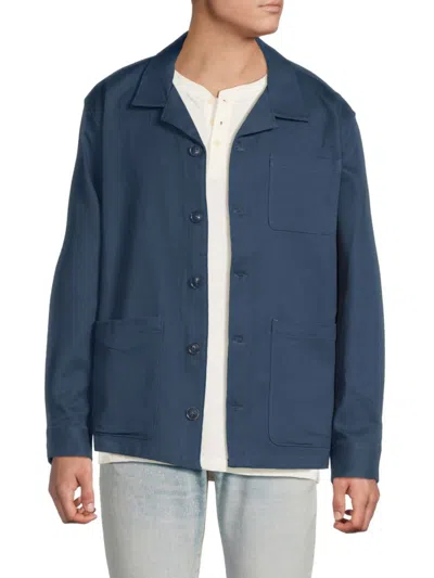 Scotch And Soda Men's Textured Cotton Shirt Jacket In Blue