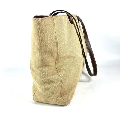 Pre-owned Chanel Beige Hemp Leather Shoulder Bag Tote Bag () In Sand