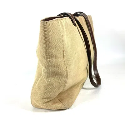 Pre-owned Chanel Beige Hemp Leather Shoulder Bag Tote Bag () In Sand