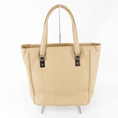 Pre-owned Chanel Beige Leather Tote Bag () In Sand