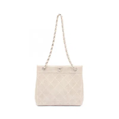 Pre-owned Chanel Beige Linen Shoulder Bag () In Sand