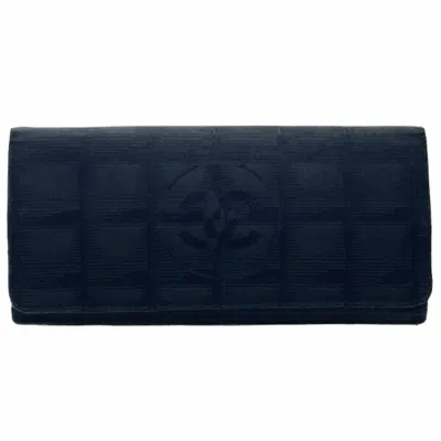 Pre-owned Chanel Black Leather Nylon Long Wallet (bi-fold) ()