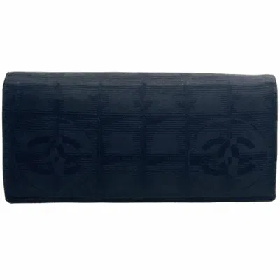 Pre-owned Chanel Black Leather Nylon Long Wallet (bi-fold) ()