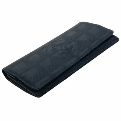 Pre-owned Chanel Black Leather Nylon Long Wallet (bi-fold) ()