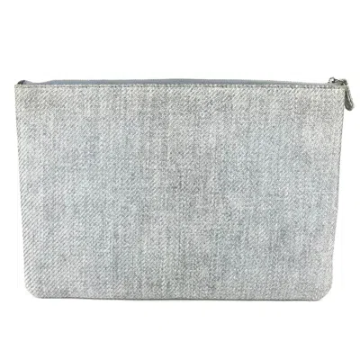 Pre-owned Chanel Blue Canvas Clutch Bag Pouch ()