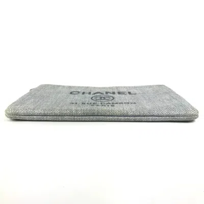 Pre-owned Chanel Blue Canvas Clutch Bag Pouch ()
