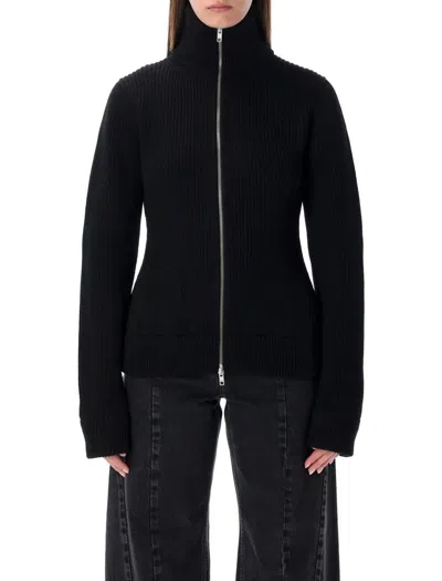 Maison Margiela Black Wool Zip-up Cardigan In Black