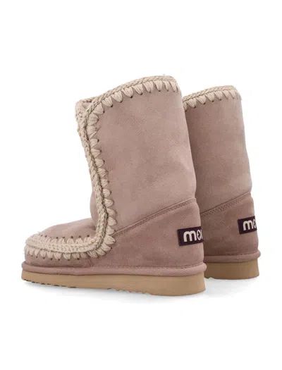 Mou Eskimo 24 Sheepskin Boots With Crochet Stitching In Brown