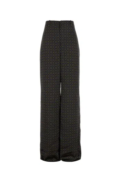Saint Laurent Satin Wide-leg Trousers All-over Print In Multi