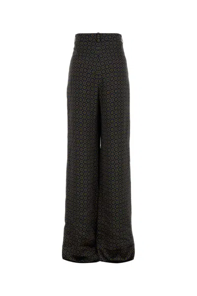 Saint Laurent Satin Wide-leg Trousers All-over Print In Multi