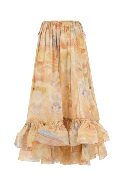 Zimmermann Printed Silk Skirt In Multi