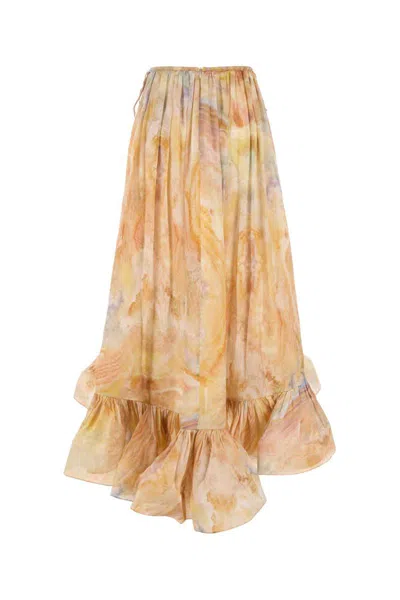 Zimmermann Printed Silk Skirt In Multi