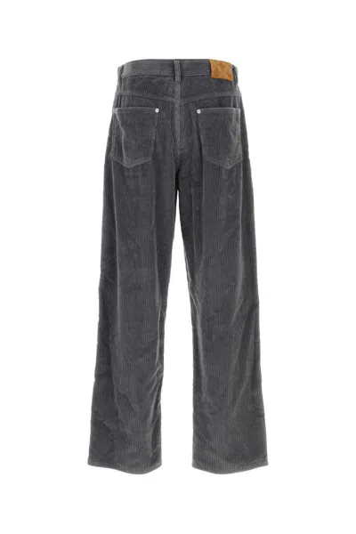 Bottega Veneta Matt Cotton Corduroy Wide Leg Trousers Grey In Gray