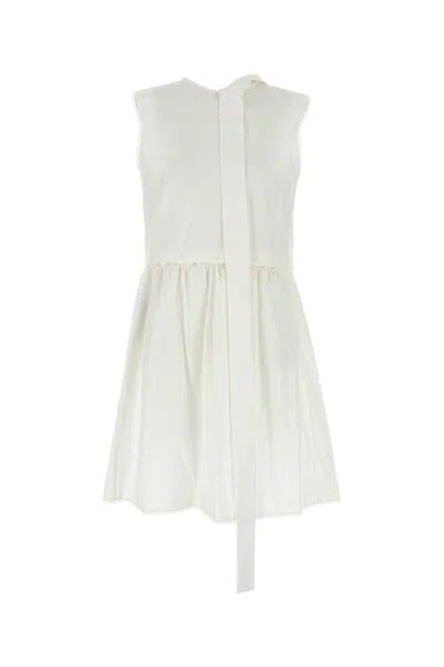 Miu Miu White Poplin Dress In White