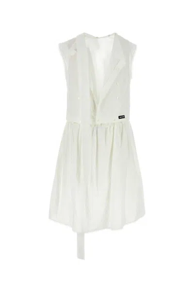 Miu Miu White Poplin Dress In White