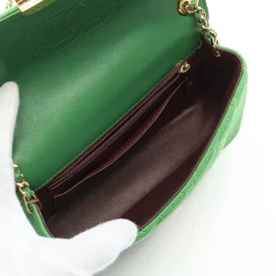 Pre-owned Chanel Green Leather Cotton Shoulder Bag ()