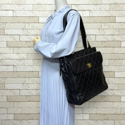 Pre-owned Chanel Matelasse Black Leather Tote Bag ()