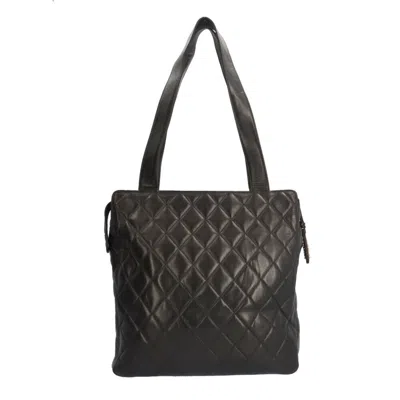 Pre-owned Chanel Matelasse Black Leather Tote Bag ()