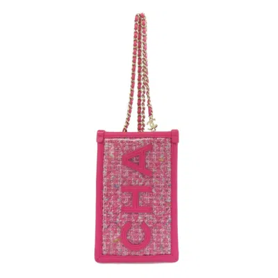 Pre-owned Chanel Pink Vinyl Tweed Leather Shoulder Bag ()