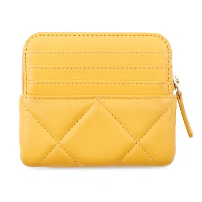 Pre-owned Chanel Yellow Leather Coin Purse/coin Case ()