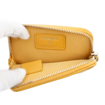 Pre-owned Chanel Yellow Leather Coin Purse/coin Case ()