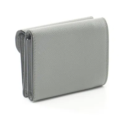 Pre-owned Dior Christian  Gray Leather Wallet (tri-fold) ()