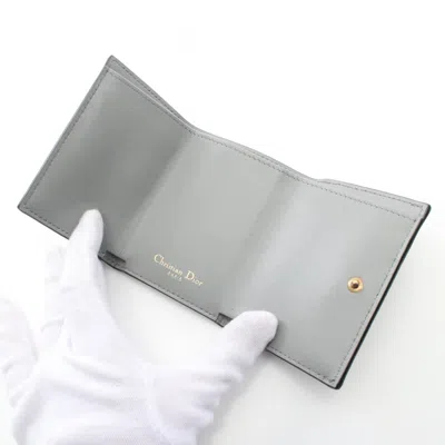 Pre-owned Dior Christian  Gray Leather Wallet (tri-fold) ()