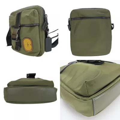 Pre-owned Coach Black Brown Khaki Yellow Nylon Leather Shoulder Bag ()