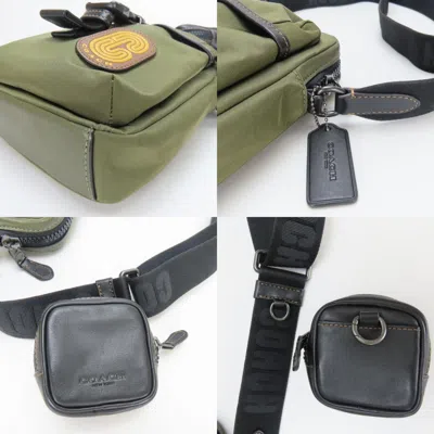 Pre-owned Coach Black Brown Khaki Yellow Nylon Leather Shoulder Bag ()