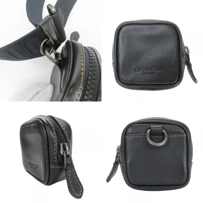 Pre-owned Coach Black Brown Khaki Yellow Nylon Leather Shoulder Bag ()