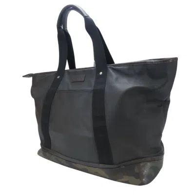 Pre-owned Coach Black Camouflage Green Pvc Coated Canvas Boston Bag Tote Bag ()
