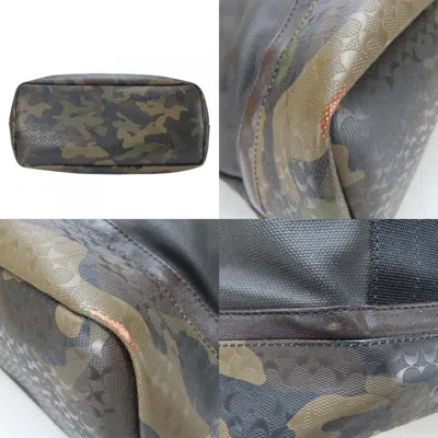 Pre-owned Coach Black Camouflage Green Pvc Coated Canvas Boston Bag Tote Bag ()