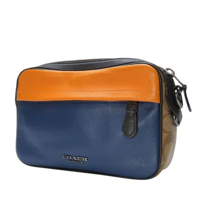 Pre-owned Coach Multi-color Navy Leather Pvc Shoulder Bag ()