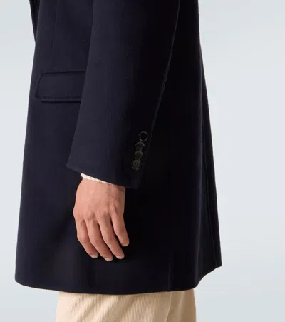 Brioni Wool And Cashmere Overcoat In Blue