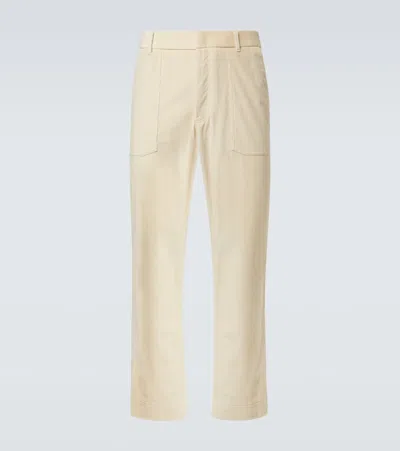 Brioni Cotton And Wool Corduroy Straight Pants In Neutral