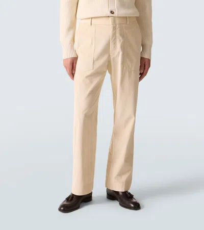 Brioni Cotton And Wool Corduroy Straight Pants In Neutral