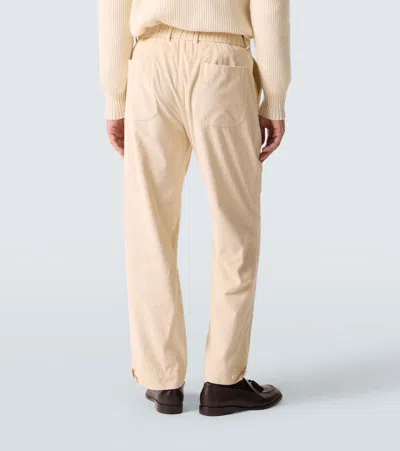 Brioni Cotton And Wool Corduroy Straight Pants In Neutral