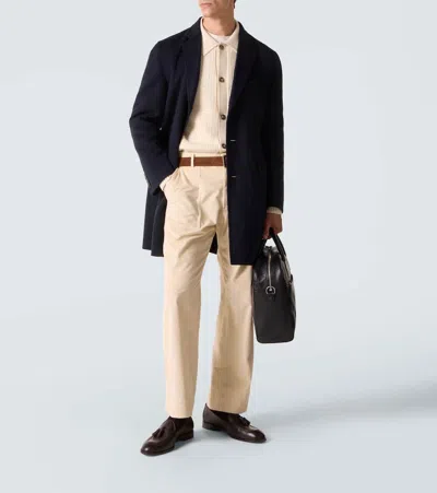 Brioni Cotton And Wool Corduroy Straight Pants In Neutral
