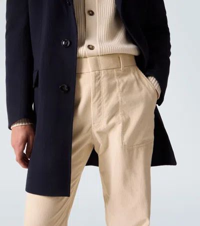 Brioni Cotton And Wool Corduroy Straight Pants In Neutral