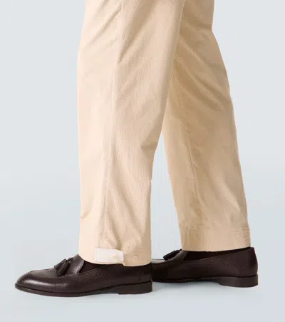 Brioni Cotton And Wool Corduroy Straight Pants In Neutral