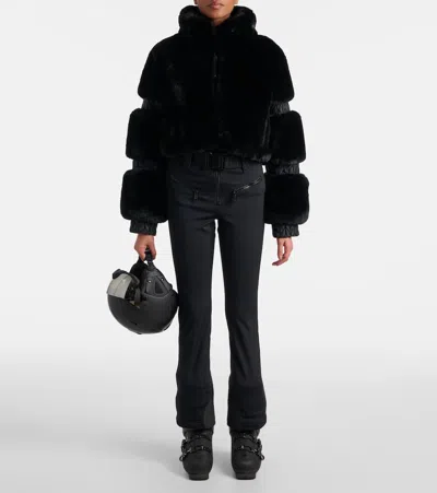Goldbergh Lieke Faux Fur-trimmed Ski Jumpsuit In Black