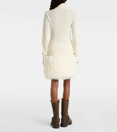 Moncler Wool Blend Turtleneck Sweater In White