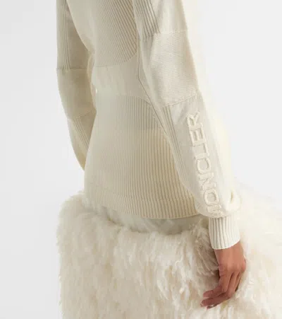 Moncler Wool Blend Turtleneck Sweater In White
