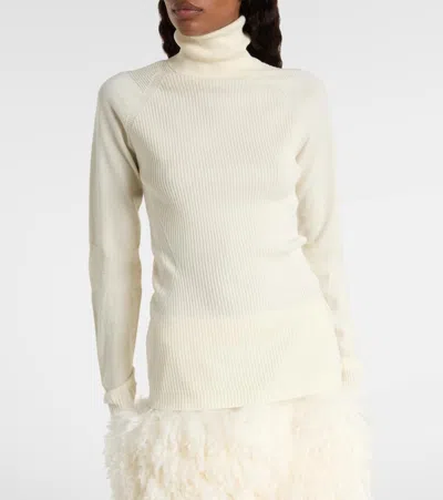 Moncler Wool Blend Turtleneck Sweater In White