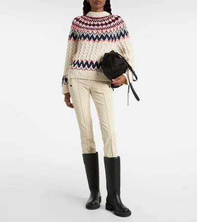 Moncler Grenoble Geometric Jacquard Wool Blend Jumper In Neutral