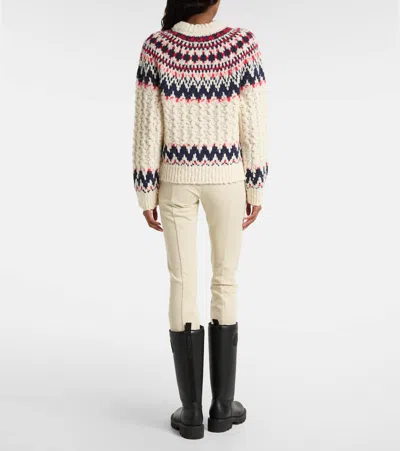 Moncler Grenoble Geometric Jacquard Wool Blend Jumper In Neutral