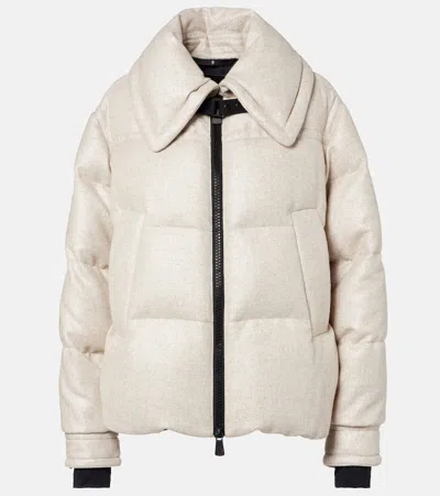 Moncler Sandane Wool-blend Down Jacket In Neutral