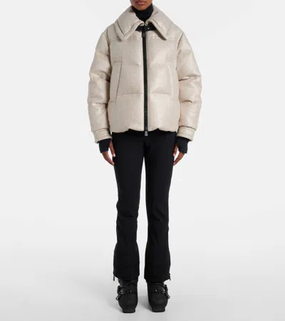 Moncler Sandane Wool-blend Down Jacket In Neutral